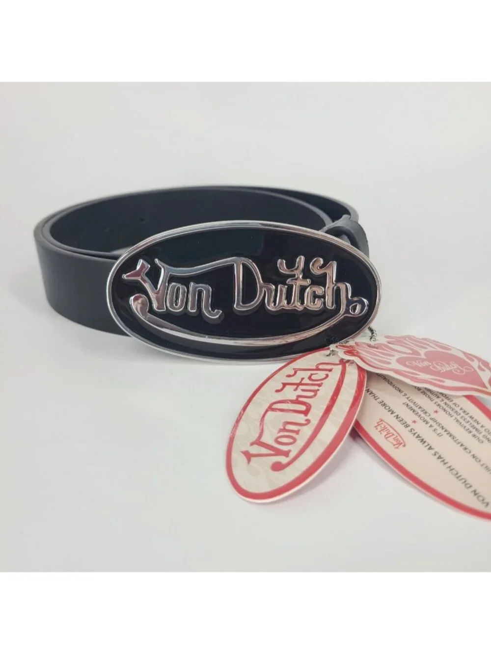 Von Dutch NWT Black Belt size S  (Fits 30-36”)  Black & Silver Buckle